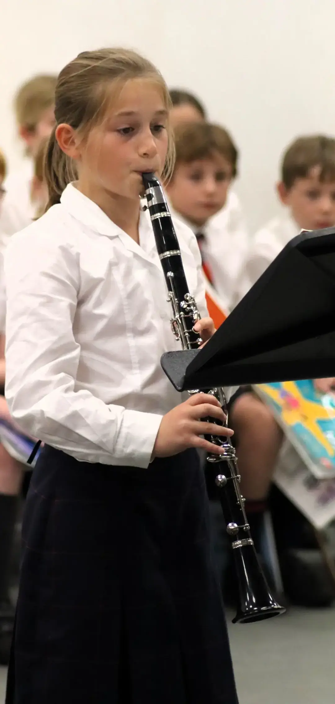 Student playing clarinet