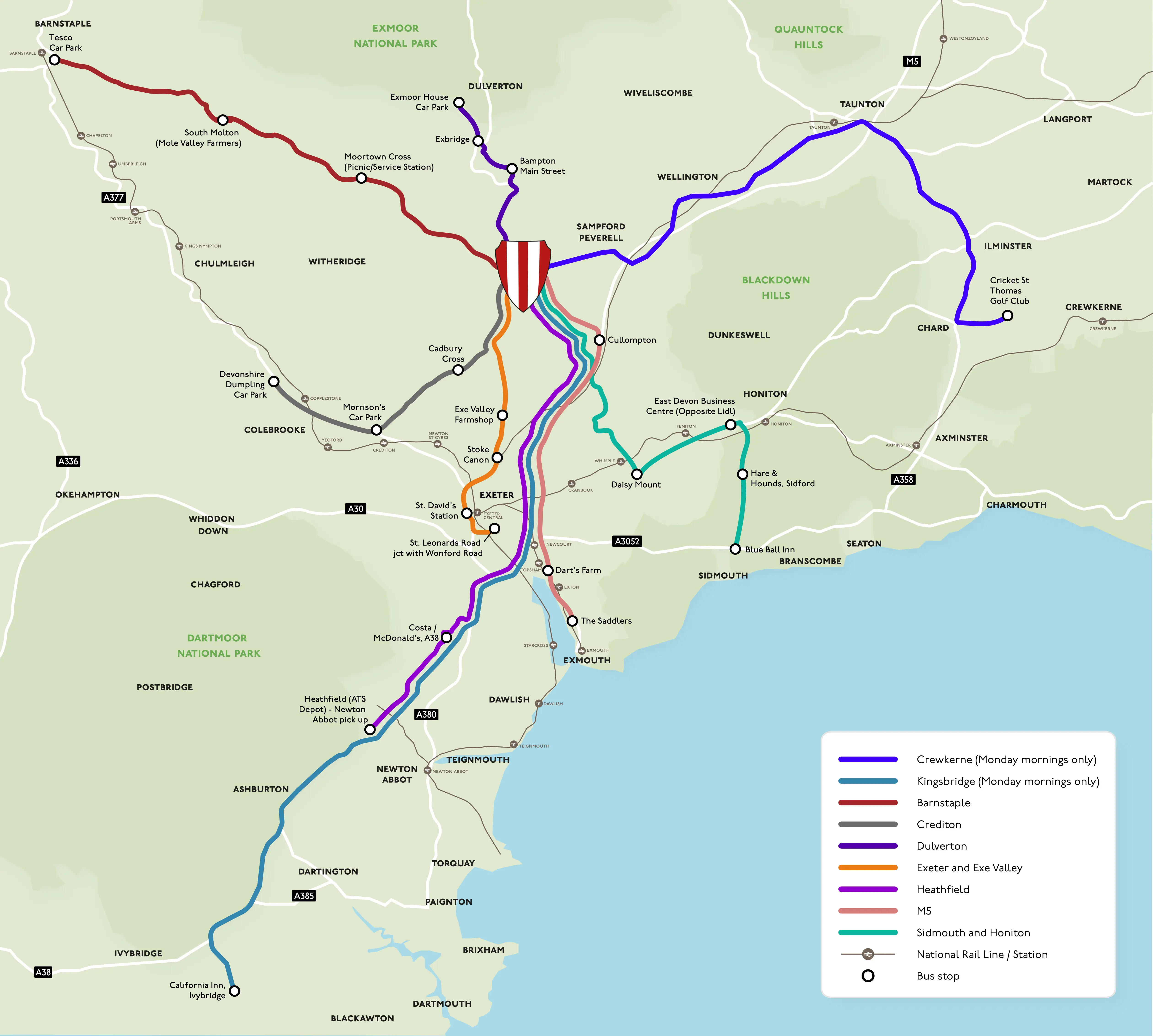 blundells minibus route map southwest england private schools