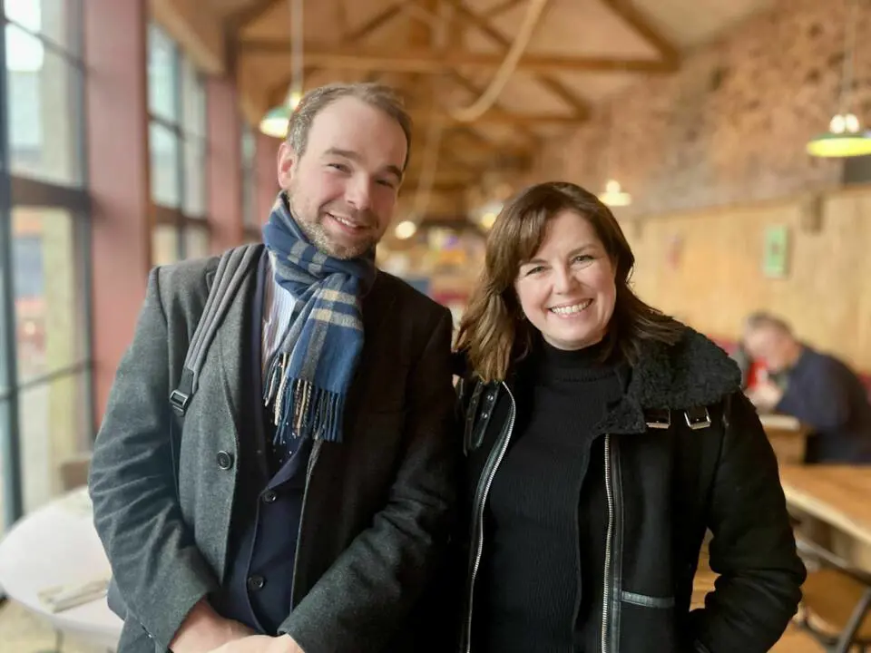 Andrew Johnson with Joanna Forbes L’Estrange at Choral Workshop Day at Blundell's School, a private school in Devon